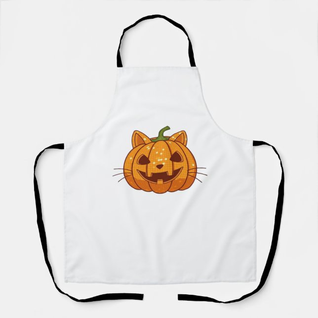Tablier T-shirt classique Disco Cat Jack o'Lantern (Recto)