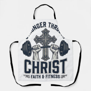 Tablier T-Shirt de gym chrétien Plus fort par le Christ