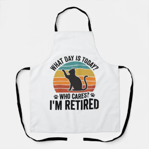 Tablier T-Shirt Dessin Humoristique Chat Retraité Coucher