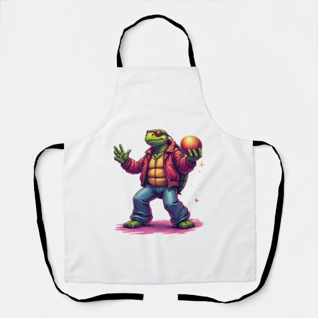 Tablier T-shirt Disco Tortue esthétique (Recto)