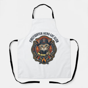 Tablier T-shirt graphique chat héros pompier - Feu