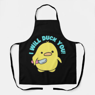 Tablier T-shirt I Will Duck You" Drôle Canard avec un cout