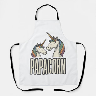 Tablier T-Shirt Papa Corn Licorne Papa Gravure Vintage Des