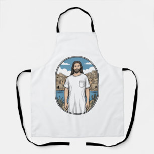 Tablier T-Shirt Scénique à Figure Spirituelle Gravure Vint