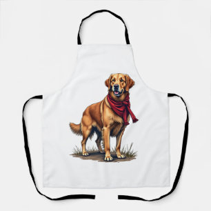 Tablier T-shirt vintage à motif de retriever doré de chass