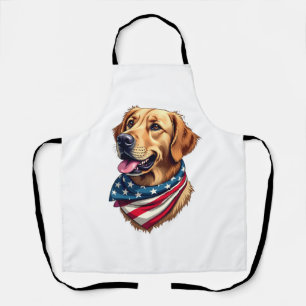 Tablier T-shirt vintage à tête de Golden Retriever patriot