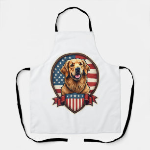Tablier T-shirt vintage chien USA Fierté Golden Retriever