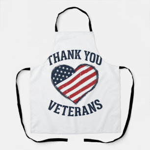 Tablier T-shirt vintage Cœur patriotique Merci aux vétéran