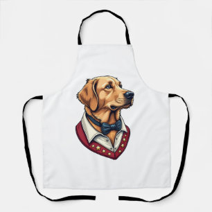 Tablier T-shirt vintage patriotique pour chien Retriever d