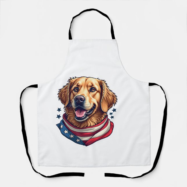 Tablier T-shirt vintage retriever golden étoilé (Recto)