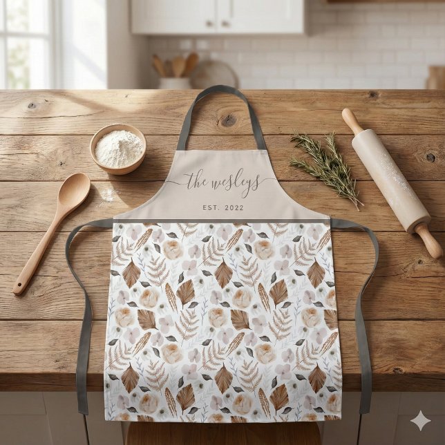 Tablier Tabard à impression fleurie bohème (This beautiful boho personalized apron would make a great bridal shower gift! )