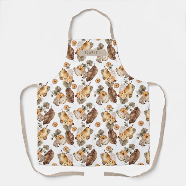 Tablier Tabard à Impression Générale de Fleurs d'Automne (Recto)