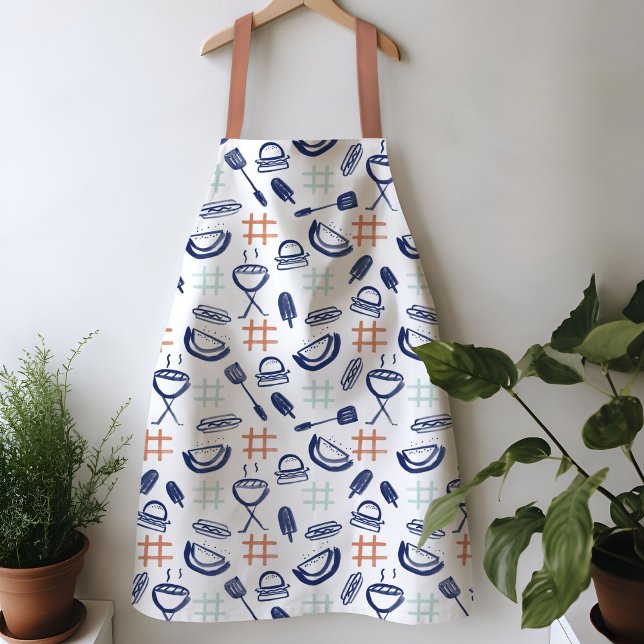 Tablier Tabard de BBQ à l'aquarelle (Watercolor Bar B Que BBQ grilling apron)