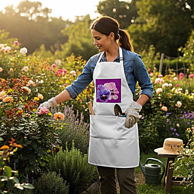 Tablier Tabard de jardin fleur de pensée violette (Créateur téléchargé)