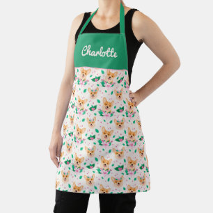 Tablier Tabard floral corgi mignon