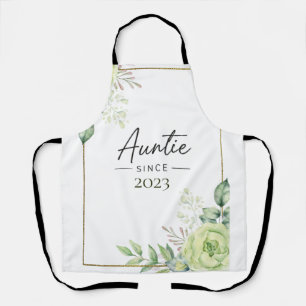 Tablier Tante depuis personnalisé année florale manuscrite
