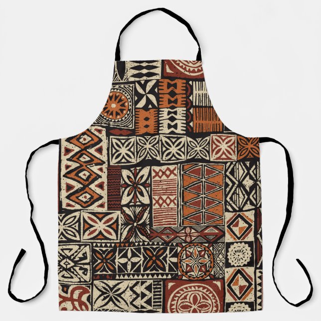 Tablier Tapa tissu tribal de style hawaïen abstrait patchw (Recto)