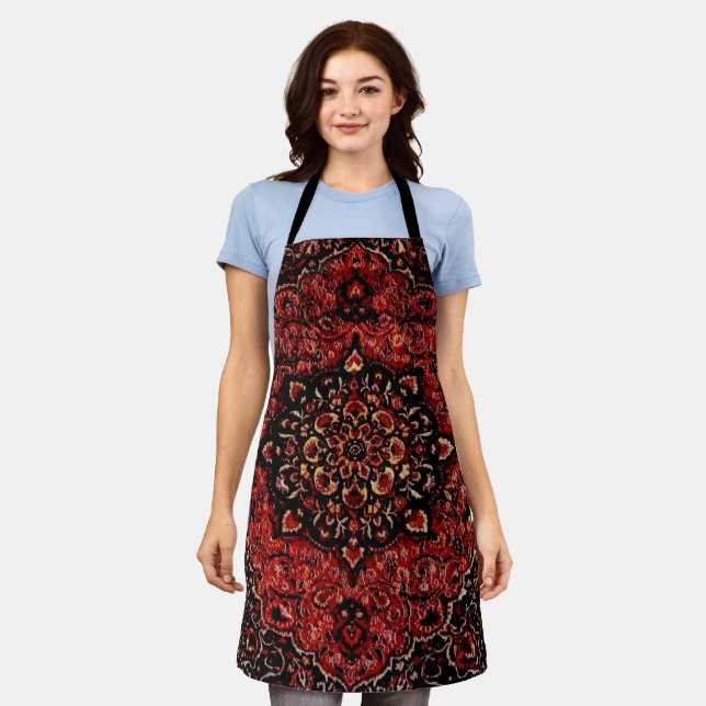 Tablier Tapis persan dans le champ teinté rose (Porté)