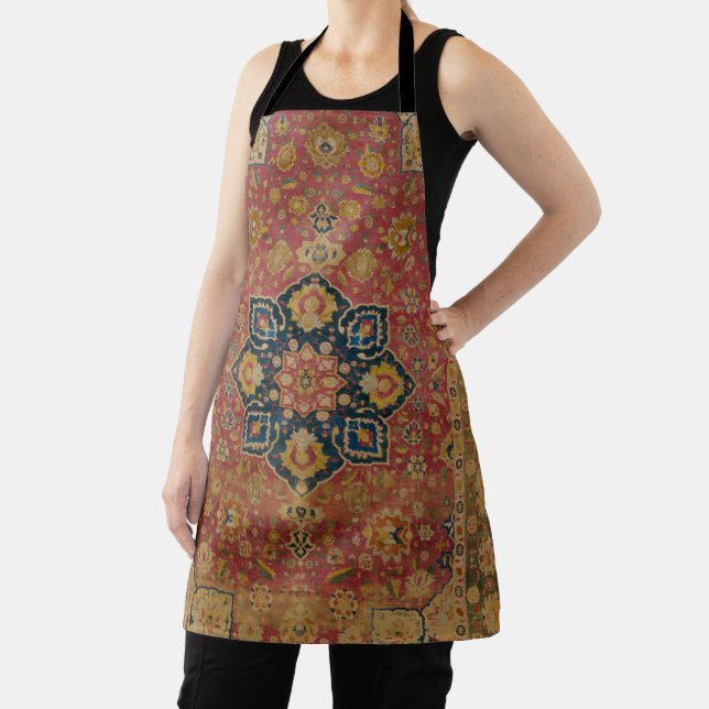 Tablier Tapis rouge or Kashan tapis Perse Asiatique (Insitu)
