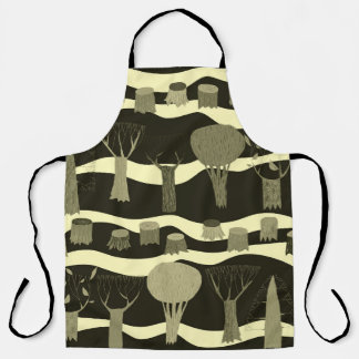 Tablier Tapisserie de bois gris : arbres motif.