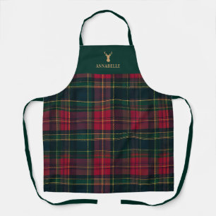 Tablier Tartan à carreaux élégant Joyeux Noël Nom de famil