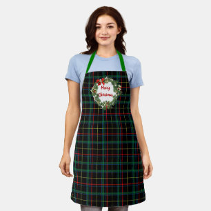 Tablier Tartan de Noël avec couronne de Noël