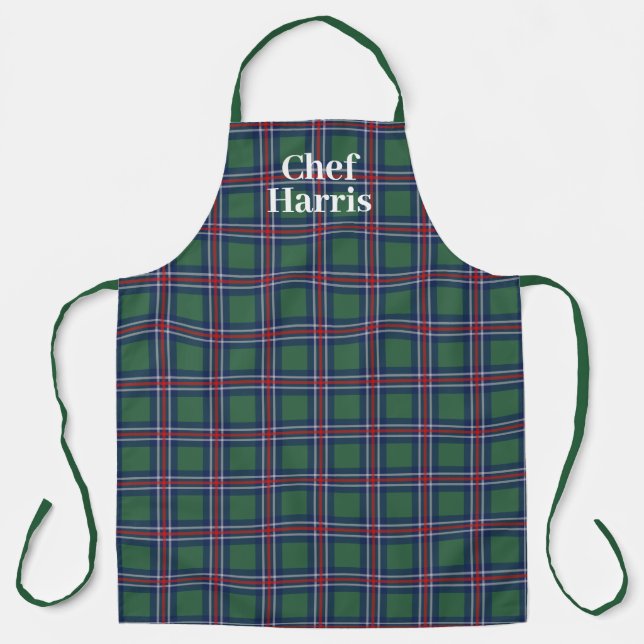 Tablier Tartan pattern kitchen apron for men and women (Recto)