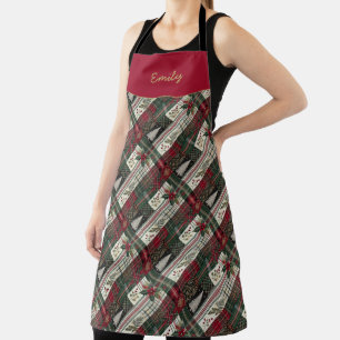 Tablier Tartan rustique de Noël moderne