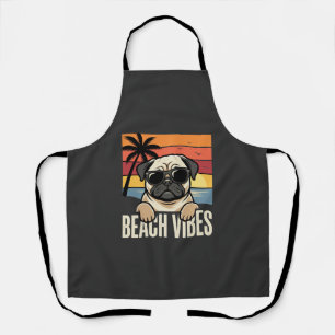 Tablier Tchiens de Pug ambiance de plage Coucher de soleil