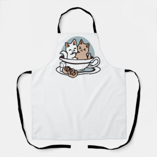 Tablier Tea Time Meow Time - Cute Cat and Tea Design