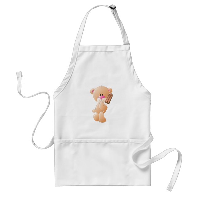 Tablier Teddy Bear Holding Chocolate Ice Cream Popsicle (Devant)