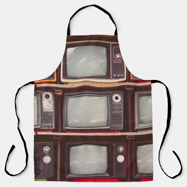 Tablier Télévision Vintage colorée, Café Shop. (Recto)