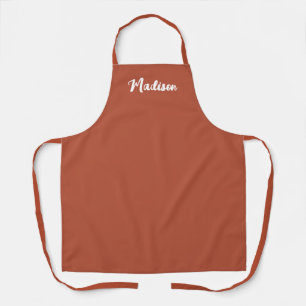 Tablier Terracotta Moderne Chic Script Personnalisé Femmes