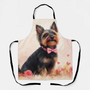 Tablier Terrier Australien avec des Roses - Saint-Valentin