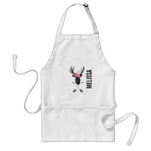 Tablier Tête de cerf géométrique avec fleurs et flèches cr