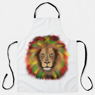 Tablier Tête de lion rasta rouge jaune vert dessin Jamaïqu