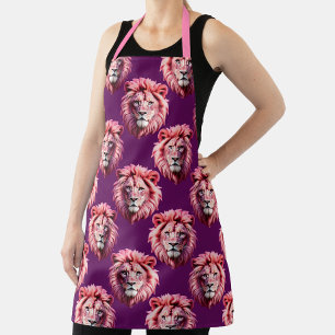 Tablier Tête de lion rose motif animal design violet