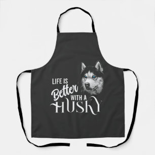 Tablier Tête de portrait Husky Sibérien Avec Yeux Bleus