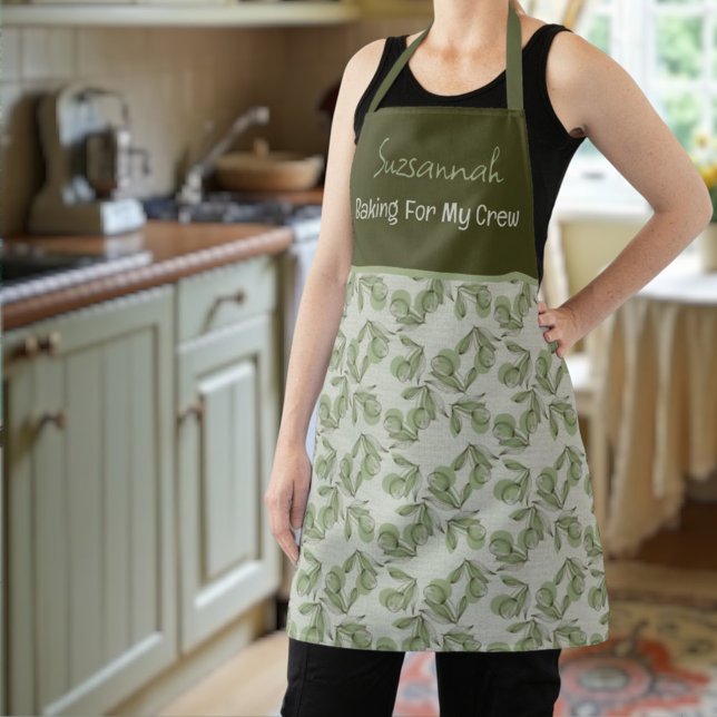 Tablier Texte à deux couches de l'Arrière - plan Motif Oli (apron front with matching color straps)