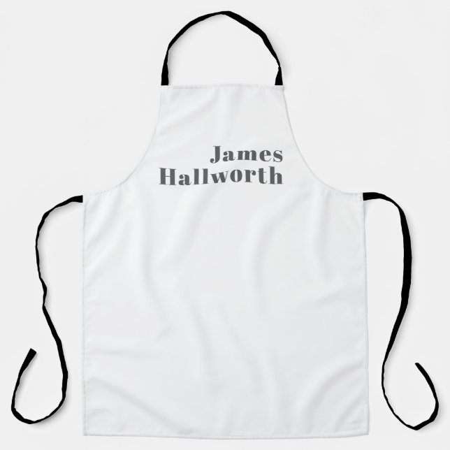 Tablier Texte moderne élégant et rétro | Gris (Recto)