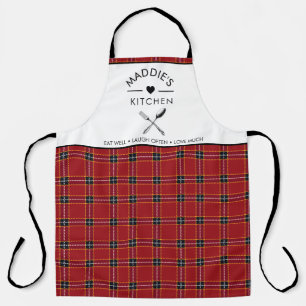 Tablier Texte personnalisé Motif rouge et noir