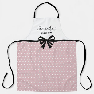 Tablier Texte personnalisé Rose Pois blancs Plaisir Cuisin