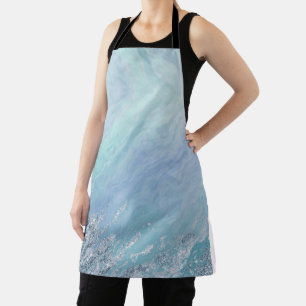 Tablier Textes de marbre bleu Chic Aqua Textes de mer Abst