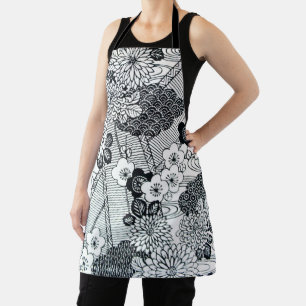 Tablier Textile japonais vintage, motif floral
