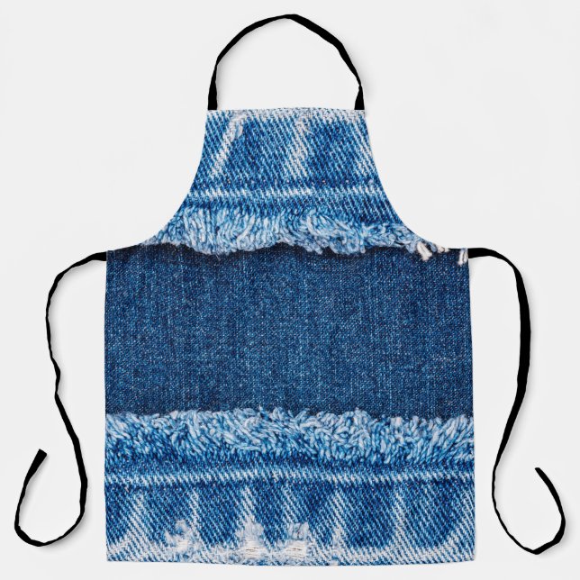 Tablier Texture en tissu de jean denim bleu (Recto)