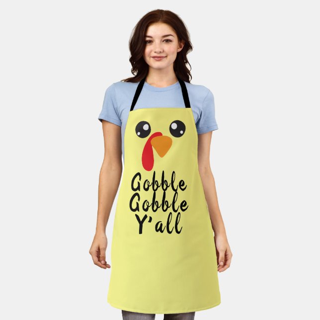 Tablier Thankgiving Turkey Gobble Gobble Y'all Baker Chef (Porté)