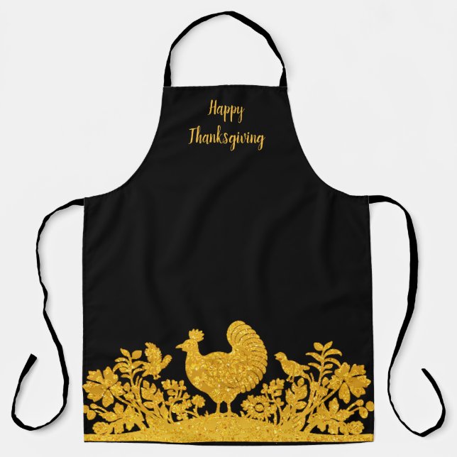 Tablier Thanksgiving or Turquie Floral Apron (Recto)