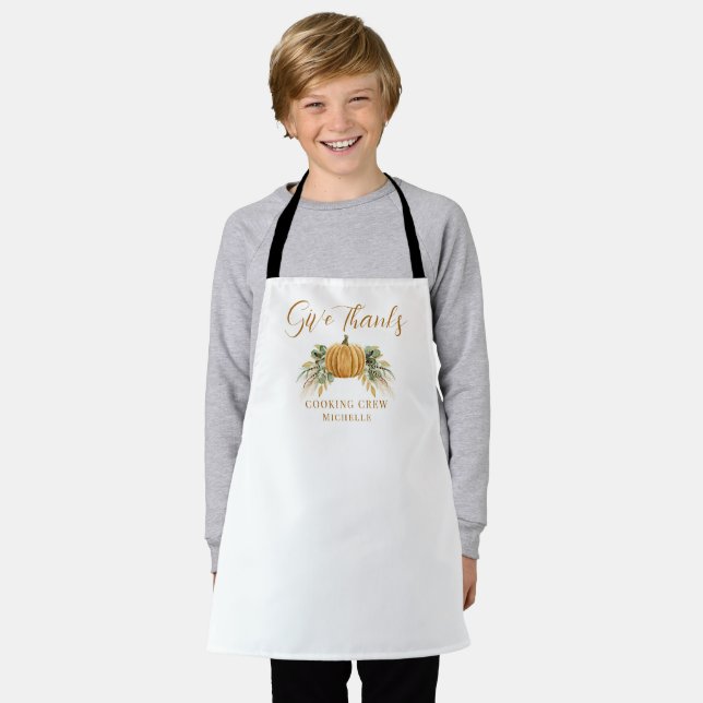 Tablier Thanksgiving Pumpkin Give Thanks Cooking Crew Kids (Porté)