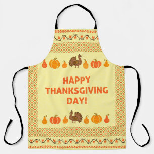 Tablier Thanksgiving : retro brodée carte design.