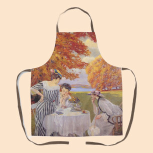 Tablier Thé dans le jardin d'automne Art vintage